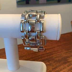 Silver Tone Wide Link Bracelet